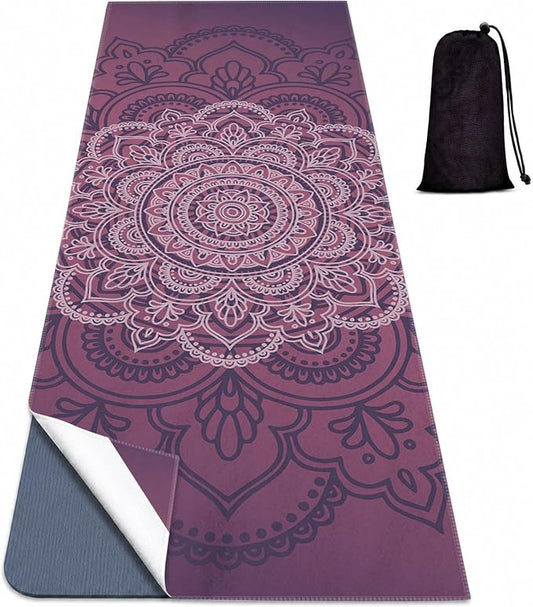 Yoga Mat Towel, Hot Yoga Non Slip with 4 Corner Pockets, 70 x 26 in | Soft Absorbent Microfiber With Four Corner Pockets, Fits Over Yoga Mats For Hot Yoga, Pilates, Gym, And Travel