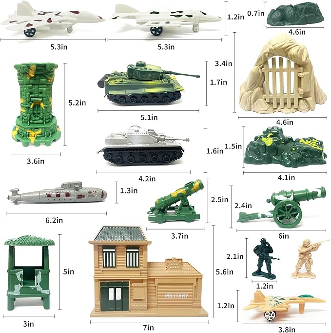 Army Men Toys for Boys, 130 Pcs Kids Military Base Playset, Plastic Action Figures and Accessories with Toy Soldiers, Army Tank, Jets, Walls, Helis, Battlefield Mat and More for Boys Age 6-8 8-12