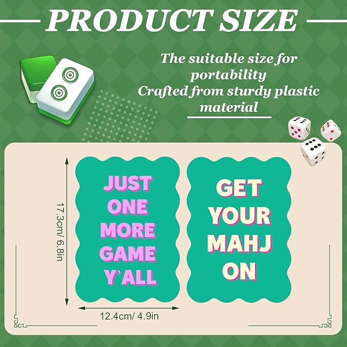 Soulchen 2 Pcs Mahjong Tile Mixer Shufflers for Mixing and Shuffling Tiles Plastic Mahjong Accessories Gifts for Lovers Games Decorative Wavy Edge & Printed Design (Green Style)