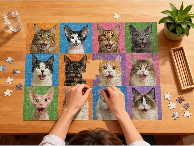 Puzzles for Adults 1000 Pieces - Cat-Themed Colorful Jigsaw Puzzles, Fun Family Game, Challenging Brain Teaser, 28 x 20 in, Great Gift Idea & Home Decor (Cat Gallery)