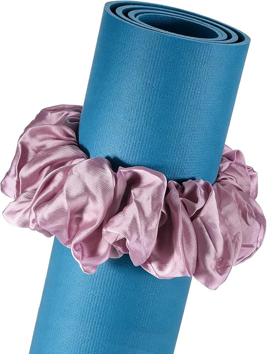 Yoga Scrunchie Style Yoga Strap Cute yoga Mat Holder Stretchable Mat Strap Band Silk Fabric yoga Accessories for All Standard Mats Women Men Sports Gifts(mats Not Included)