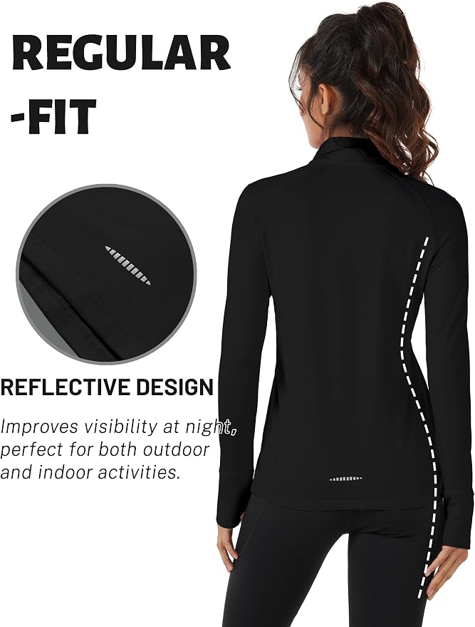 TACVASEN Women's Quarter Zip Sweatshirt Fleece Long Sleeve Workout Pullover | Lightweight Breathable Thermal Fabric,Mock Neck Design,Athletic Tops,Ideal for Gym Running Activities
