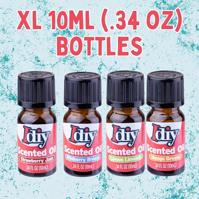 Yummy Fruit Scented Oils (12 Pack) -X Large 10ml (.34 oz) Natural Food Fragrance Bottles for Diffusers, Aromatherapy, Essential Oil, Candles, Crafts, Slime, Gifts -Strawberry, Pineapple, Mango