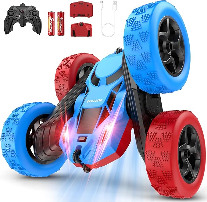 cosone Remote Control Car,RC Cars Toys for 6-12 Year Old Boys, Off Road RC Stunt Car 4WD 360° Rotating Remote Control Cars for Kids, Boys Girls Gifts for Birthday Gift