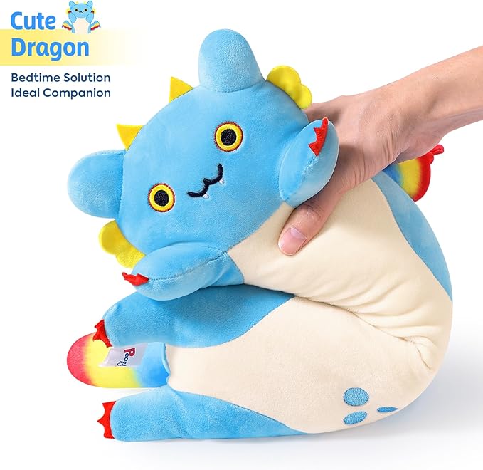 PEACH CAT Long Dragon Cat Plush Pillow Cute Dragon Cat Stuffed Animal for Boys and Girls Blue 19.6"