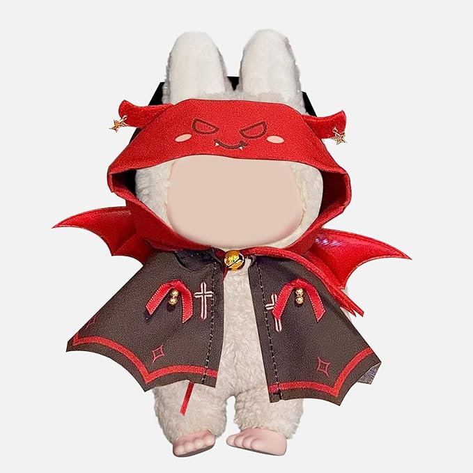 Vampire-Set for labubu clohtes (15cm & 17cm Monster Keychain-Macaron/Have a seat/Energy). Cute Halloween Doll Clothes Set for popmart Toys. Playful Doll Outfit for Photography & Display