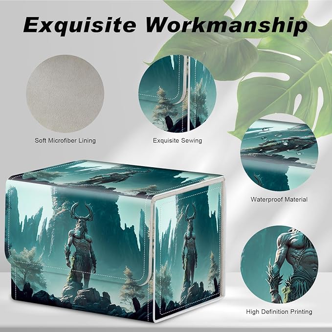 DEGDFSGR Card Game Storage Box for TCG MTG Deck Box Organizer Trading Card Case Commander Deck Box Magnetic Closure Creative Pattern Up to 200 Cards, God Of Mountains Monster