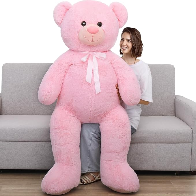 Tezituor Giant Teddy Bear - 5 Feet Tall Pink Life Size Stuffed Animal with Footprints - Valentine's Day Gift
