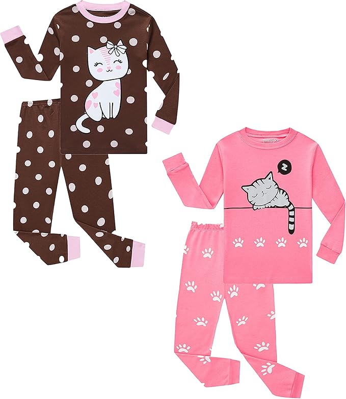 Family Feeling Kids & Toddler Girls Boys Pajamas 2 Piece Pjs Set 100% Cotton Sleepwear
