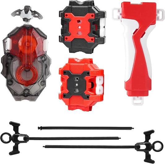 Spinning Tops Launcher Set, Red and Black, with Grip Handle and Accessories