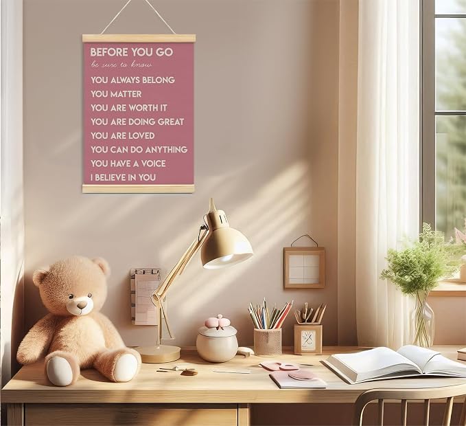 foedor Pink Inspirational Girls Room Classroom Office Wall Art Decor,12x16 | Mental Health Positive Affirmations Wall Art Decor, Therapist Nurse Wall Art Decor for Kids Teen Bedroom Playroom Wall Decor