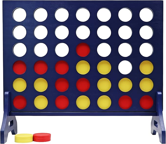 Tailgating Pros Premium Navy Giant Four in a Row with Carrying Case - Jumbo Oversized Outdoor Yard Game - Connect Multiple Pucks in a Row to Win - Many Puck Colors Available!