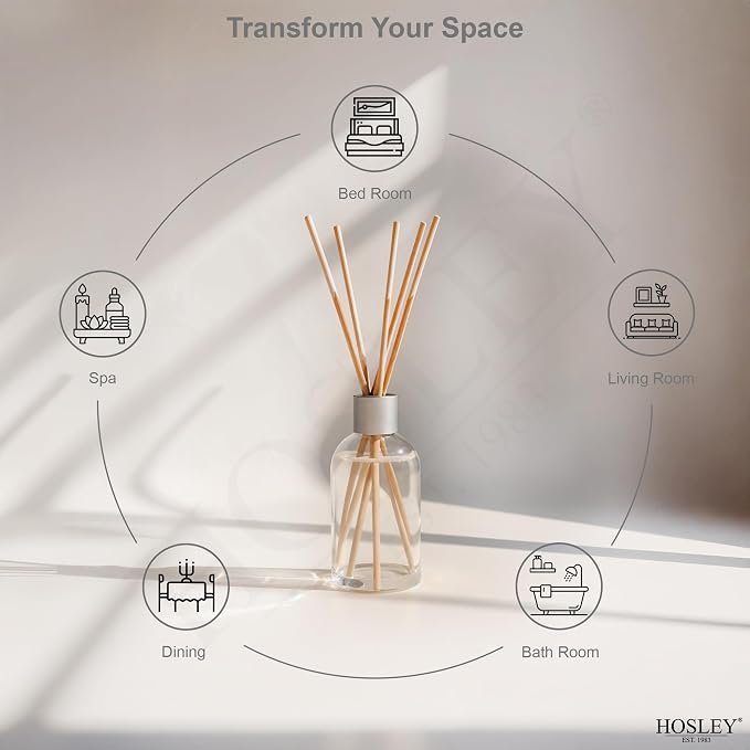 Hosley Cinnamon Roll Reed Diffuser Refill Set of 2-85ml Glass Bottles for Home Decor & Room Decor, Essential Oils Aromatherapy with Long-Lasting Scent to Enhance Your Living Space