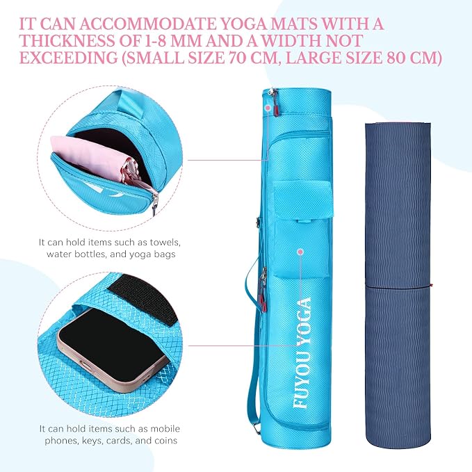 Upgrade Yoga Mat Bag, Waterproof Yoga Gym Bag Tote Bag with Adjustable Strap, Multi-Pockets Yoga Mat Carrier for Gym, Fitness