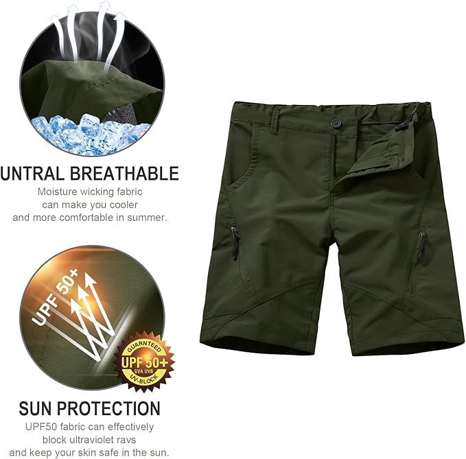 linlon Kids' Cargo Pants, Boy's Casual Outdoor Quick Dry Waterproof Hiking Climbing Convertible Trousers #9016