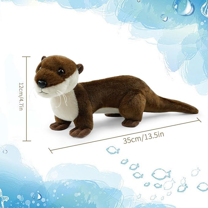 River Otter Stuffed Animals for Kids,Lying Posture Otter Ocean Cute Animal Plush Toy Birthday Gift for Boys Girl Children（Lying）