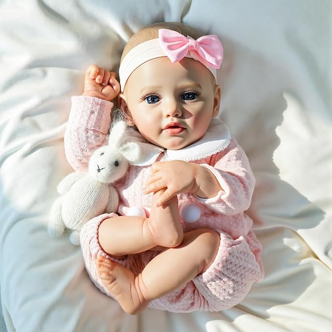 SCOM Reborn Baby Doll Pink Bettie, 18-Inch Lifelike Newborn Girl w/Birth Certificate, Magnetic Pacifier & Bottle, Soft-Touch Vinyl, Pink Outfit – Gift & Collector Doll, Ages 3+