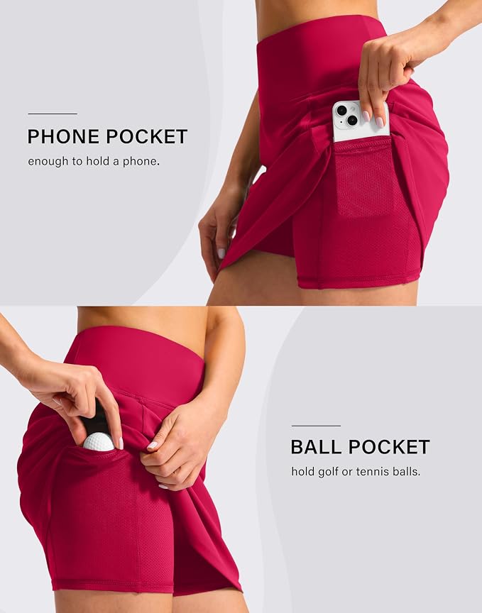 16'' Skorts for Women with 4 Pockets High Waisted Golf Skirt | Built-in Shorts, Stretch, A Line, Pickleball, Athletic, Casual, Tennis Skirt