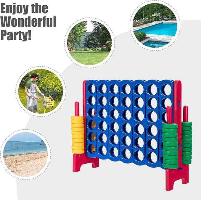 Costzon Giant 4-in-A-Row, Jumbo 4-to-Score Giant Games for Kids & Adults, Indoor Outdoor Party Family Connect Plastic Game, 4 Feet Wide by 3.5 Feet Tall with Carrying Bag