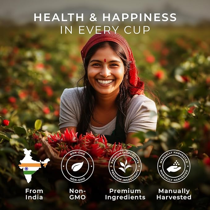 Gya Tea Co Hibiscus Tea Gift Set (16 Count) - Decaf Tea Pod for Lovers Get Well Gifts - Manually Harvested - Enjoy Hot or Iced