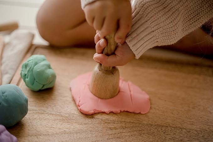Playdough Tools for Kids Ages 2-4 | 7 Wooden Playdough Toys | Play Dough Sets for Kids | Playdough Accessories for Toddler | Sensory Toys | Sensory Bin Tools