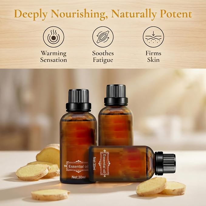 Ginger Massage Oil, Natural Body Oil for Skin, for Relaxing Muscles Massage for Massage Body for Skin Moisturizing for Men and Women, with Ginger & Grapefruit, 3.72 Fl Oz