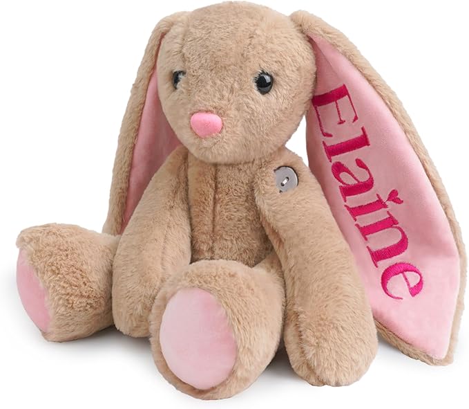 Customized Plush Bunny with Embroidered Name, Handmade Birthday Gifts for Toddlers Newborns & Kids, Personalized Stuffed Animal for Girls & Boys