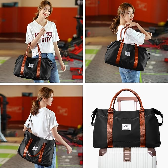 Travel Duffel Bag, Carry On Overnight Weekender Bags for Women | Travel Bag with Wet Pocket & Trolley Sleeve, For Spirit Airlines 18x14x8 Personal Item Bag