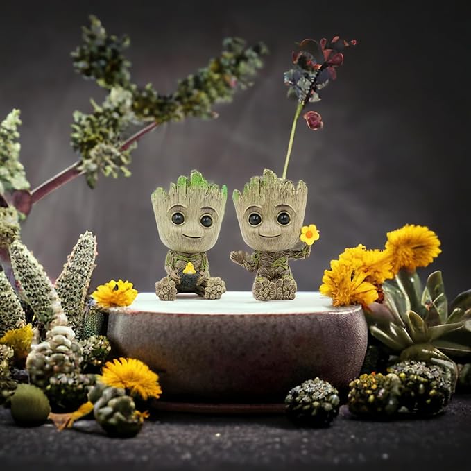 Mini Tree Men Figurine Miniature Model Home Accessories Decompression Artefact Kids (Bird Nest Model)