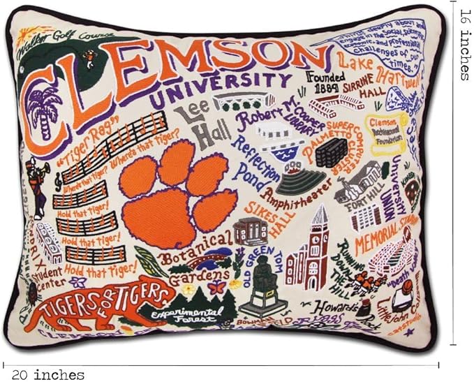 Catstudio Clemson University Collegiate Embroidered Decorative Throw Pillow