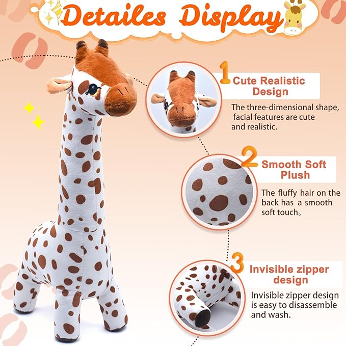 17'' Soft Giraffe Dolls, Cute Stuffed Animals Plush Stuff Toys, Gifts for Toddler, Kids, Birthday, Halloween, Christmas, Home Decor