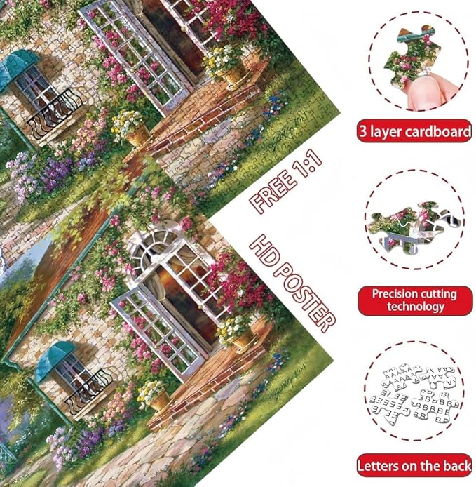 Flower Garden Puzzles for Adults 1000 Pieces, Difficult Plant Gardening Challenging Jigsaw Puzzle Perfect for Game Nights as Home Decor Size 27" x 20"