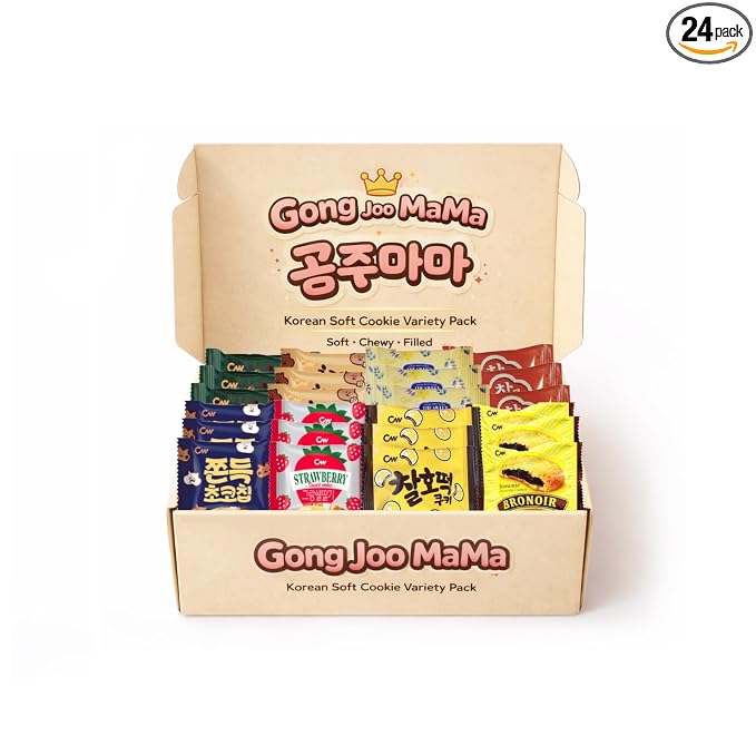Gong Jooo MaMa CW(Chung Woo) Korean Chewy Filled Rice Cake Cookie Variety Gift Box (AYCE 24 PACK)