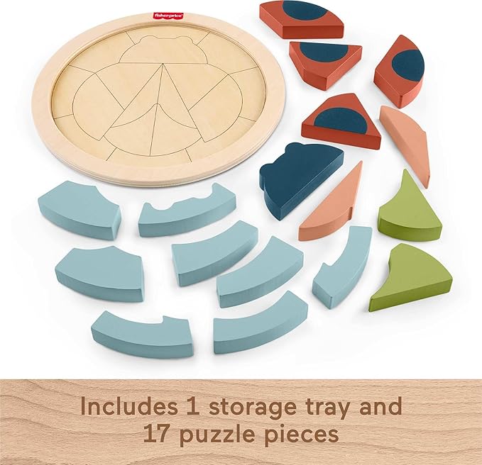 Fisher-Price Wood Preschool Toy Jigsaw Puzzle, Tiny Garden Lady Bug 18-Piece Wooden Activity for Fine Motor Play Kids Ages 3+ Years (Amazon Exclusive)