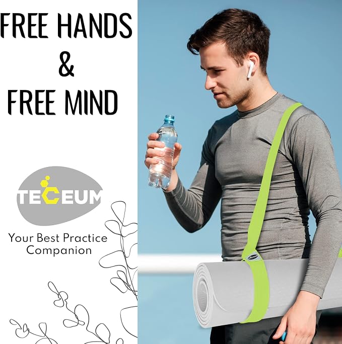 TECEUM Yoga Mat Strap – Extra Soft & Thick Cotton Carrier for All Mats | Adjustable Skin-friendly & Non-Slip Mat Holder Sling in 30+ Colors [Mat Not Included]