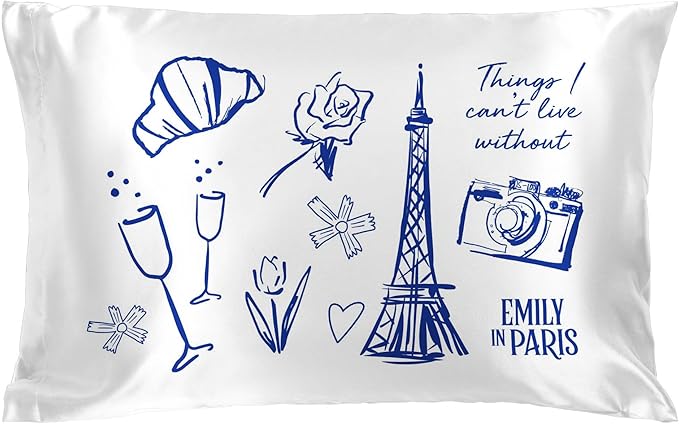 Jay Franco Kids Satin Pillowcase – Pillow Cover ONLY – 20 x 30 Inch Standard Size Super Soft & Comfort Bedding, Official Licensed Product, Multi - Emily in Paris