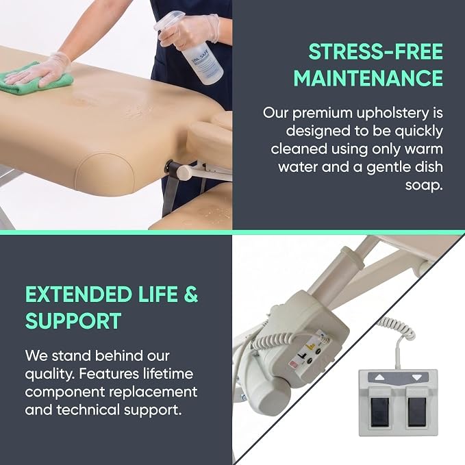 Electric Massage, Spa, and Treatment Table - Quiet German Motors, Adjustable Height and Foot Control, ADA Compliant Treatment Table for Esthetician, Massage Therapists and Spa Professionals