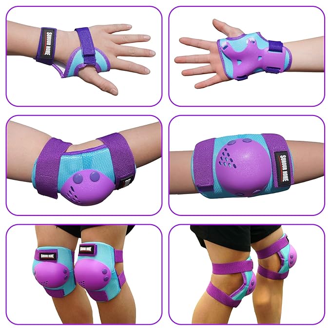 Kids/Youth Knee Pads Elbow Pads Wrist Guards 3 in1Protective Set, for 3-15 Years Child Roller Skates, Cycling, Inline Skating, Skateboard, BMX Bike, Balance Bike, Scooter Riding Sports