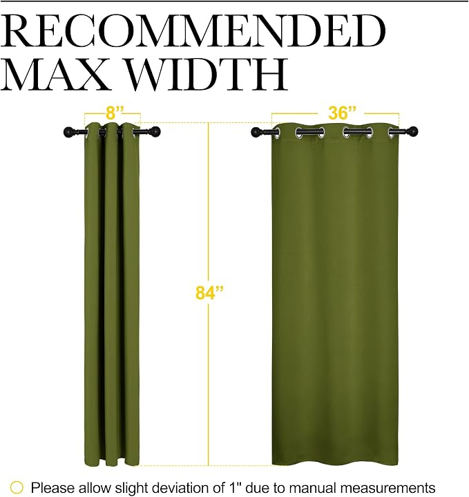 NICETOWN Holiday Christmas Decor Thermal Insulated Solid Grommet Blackout Curtains/Drape for Living Room (1 Pair, 42 by 84 inches, Olive Green)