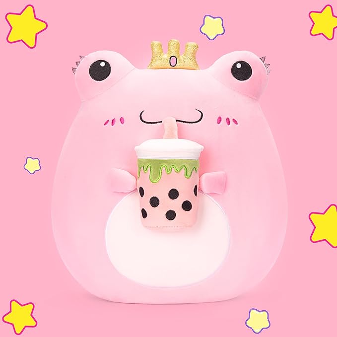Original 13.5-inch Large Frog Plush Pillow Stuffed Animal Toy,Big Size Cuddle Huggable Cute Soft Toys Fat Kawaii Pillows Plushie,Gift for Kids Girls