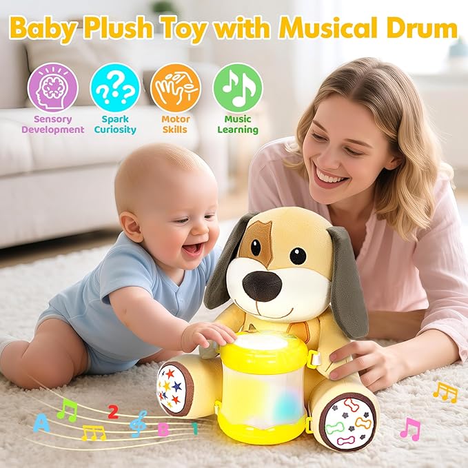 Baby Toys 6-12 Months, Puppy Musical Plush with Lights, ABCs, Animal Sounds, Numbers, Infant Early Learning Toy,Christmas Birthday Gifts for 6+ Month Boys &Girls