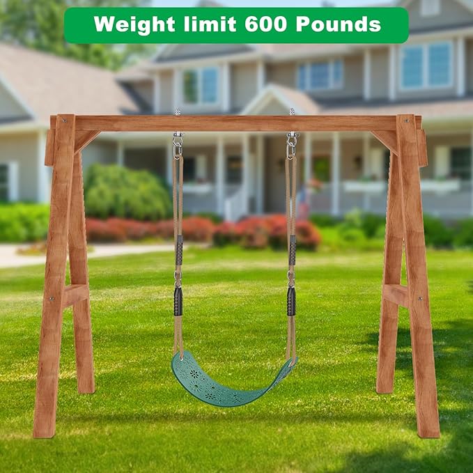 SELEWARE Swing Set Accessories Kids Swing Seat with Adjustable Rope Backyard Swingset Replacement for Both Indoor and Outdoor use Stylish Design Support 500 lbs, Green