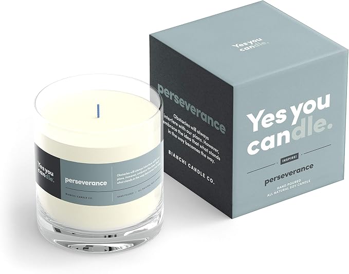 Yes You Candle - Perseverance, Teakwood & Spices, Highly-Scented, Inspirational Soy Candle, Made in USA, Great Message, Pure Essential Oils, Aromatherapy, 8 oz