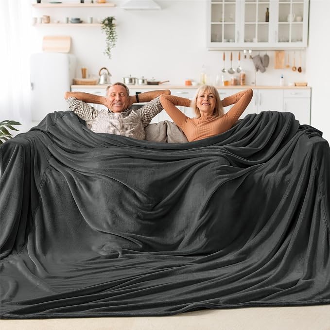 BEDELITE Fleece Blanket Soft Oversized Bed Blanket Charcoal Grey 120"x120" | Ultra Soft Plush Fleece, Lightweight Warmth, All Season Comfort, Fade Resistant, Machine Washable, Perfect for Sharing