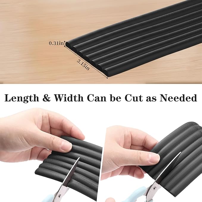 Edge Protector for Baby Proofing, Corner Protector Baby, Desk Edge Cushion, Extra-Wide Soft Foam Padding Self Adhesive Furniture Corner Guard Bumper for Table, Fireplace 16.4ft Black
