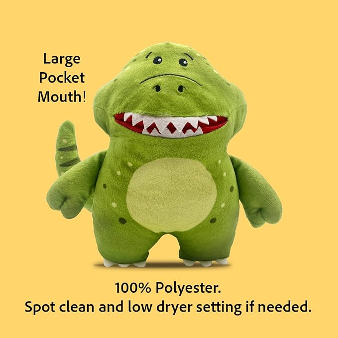 The Tooth Brigade Tooth Fairy Pillow | Stuffed Plush with Large Pocket Mouth for Lost Teeth, Treasures, Prizes - Fun and Interactive Plush, Perfect Kids, Boys, & Girls Gift (Rebel Dinosaur)