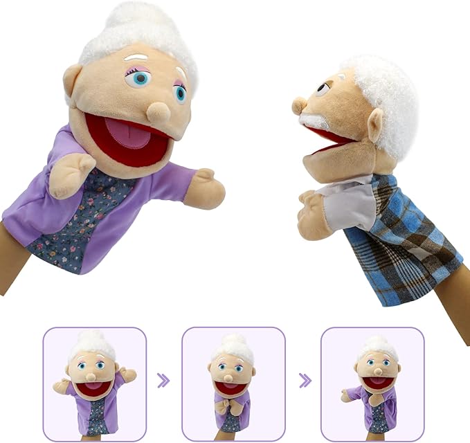 Family Hand Puppets,Puppets for Kids Role Paly Family Members 13.4 INCH Multi-Ethnic Puppets Plush Soft Hand Puppets Family Puppets Story Toys,Puppets for Girls Boys Finger Puppets Puppet Set Gifts