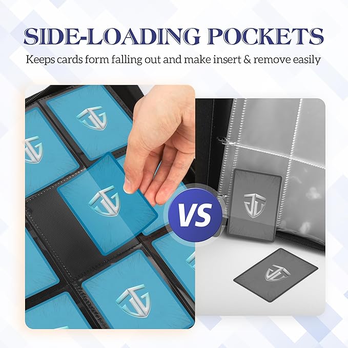 Trading Card Binder, 9 Side Loading Pocket Card Album Hold Up to 540 Cards, Zipper Binder for Cards Collection, TCG Card Holder for Game Card, Sports Card, Yugioh, MTG etc. (Light Blue)