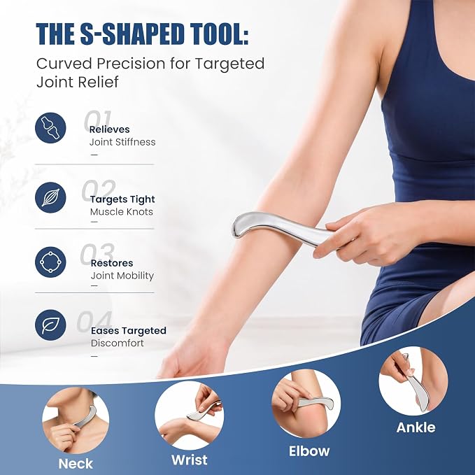 THLHKD 2 in 1 Muscle Scraper Tools Set, Stainless Steel Gua Sha Scraping Massage Tool, Physical Therapy Sports Injury Recovery, Pain Relief Deep Tissue Massage Tool
