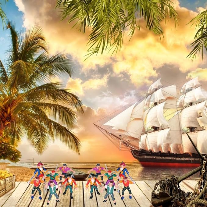 ArtCreativity Pirate Action Figures - Pack of 12 - Pirate Plastic Figures in Assorted Poses - Fun Pirates Figurines Party Favors and Prizes for Kids Ages 3-5 5-7